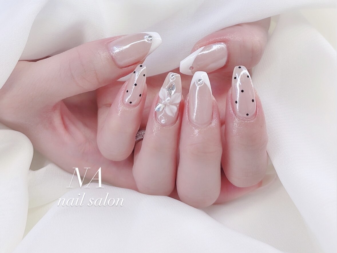 ちゅるんネイル ドット×リボンパーツ クリアホワイト