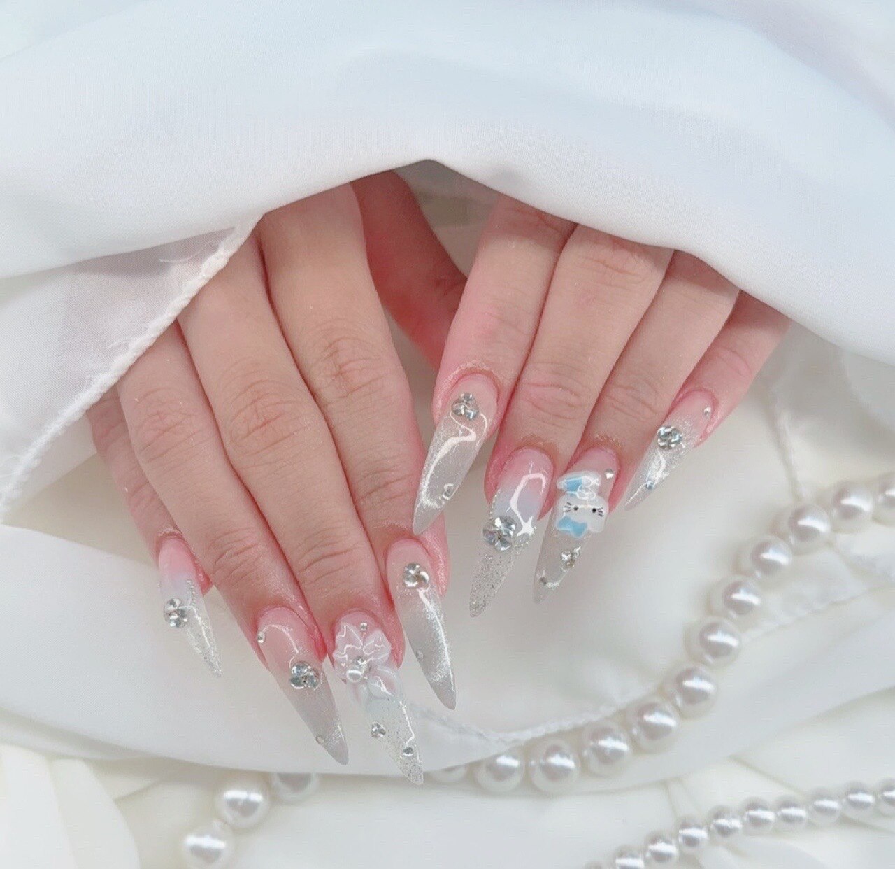 90-Min Art Course & 10 Extensions | Summer Light Blue with 3D Flowers